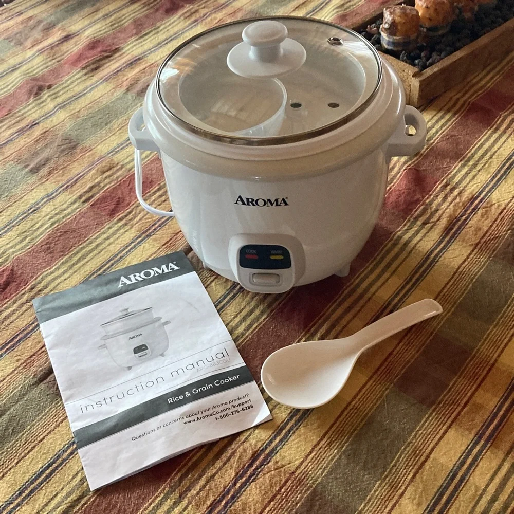 Aroma rice and grain cooker, steamer 7 pieces off white ARC- 863CGU 3 cup